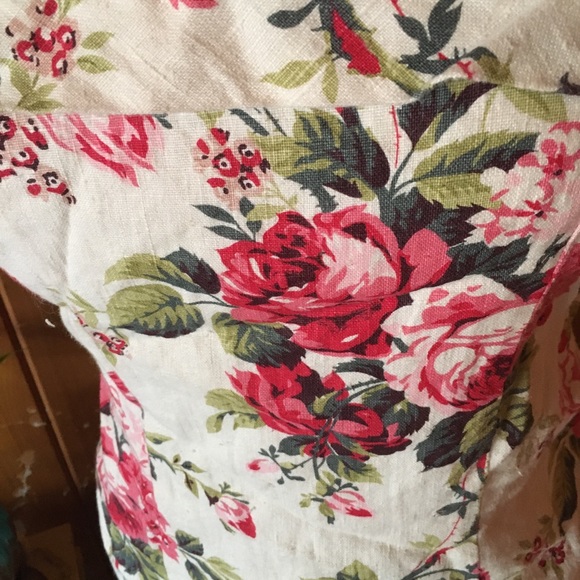 Beautiful Floral Linen Strapless Dress - Picture 2 of 2